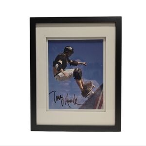 {Tony Hawk} Black Framed Skateboarder Autographed Photo w/COA